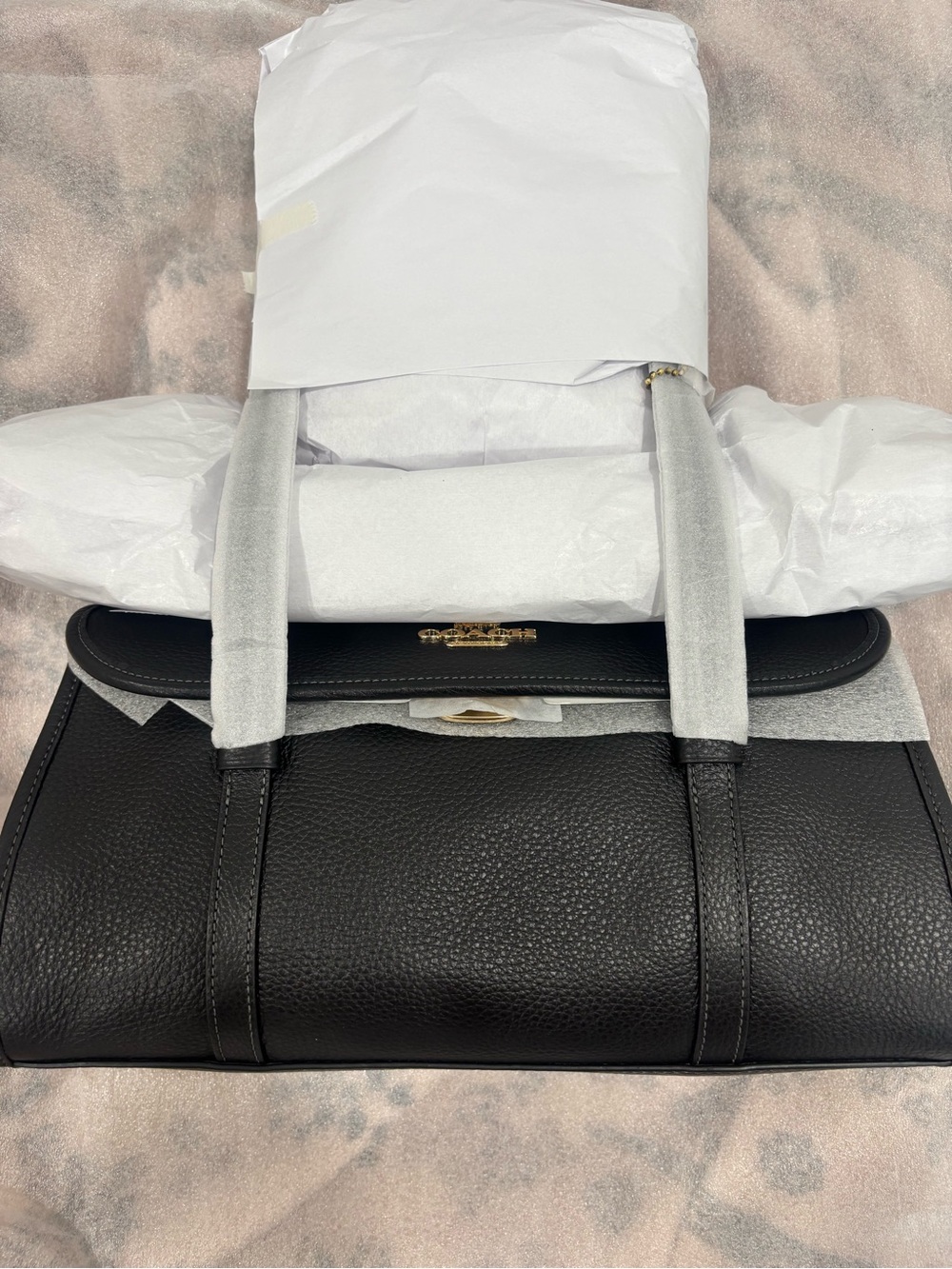 Coach Black Pebble Leather Satchel with Gold Hardware